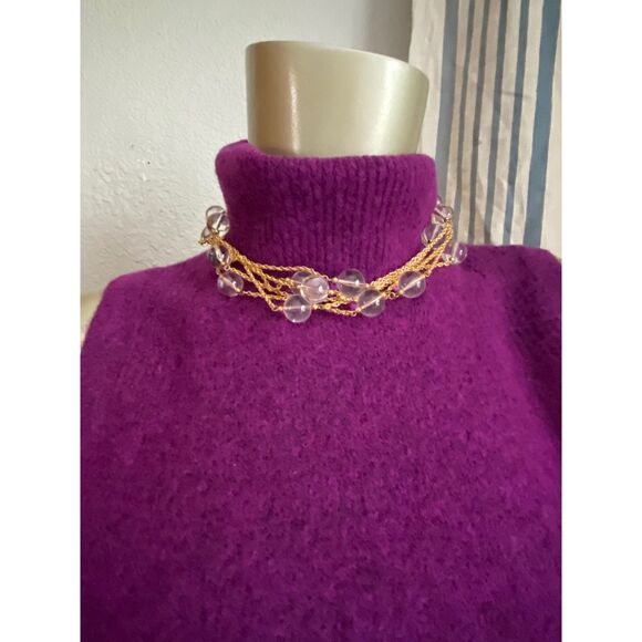 EUC Kenneth J Lane Clear Beaded Gold Metal Chain Layered Necklace - Picture 2 of 4